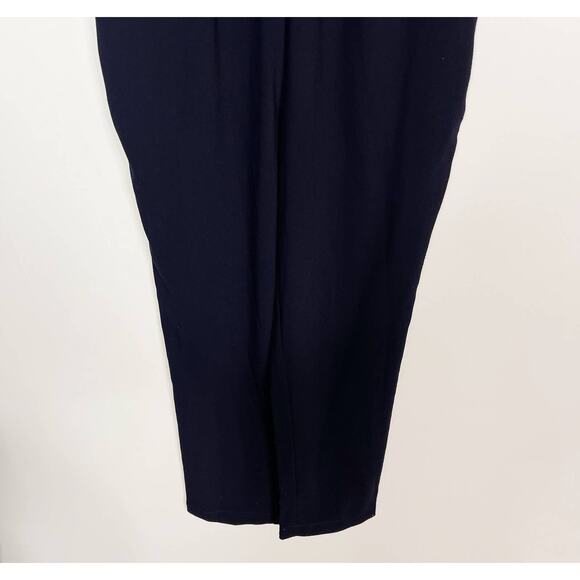 Harlyn Large L Navy Blue Black Lace Illusion Neck Jumpsuit Sleeveless Overlay - Picture 5 of 12